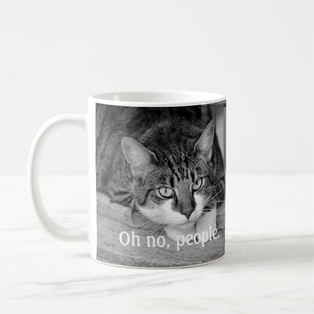 Crabby Cat, "Oh no, people" Coffee Mug (Left)