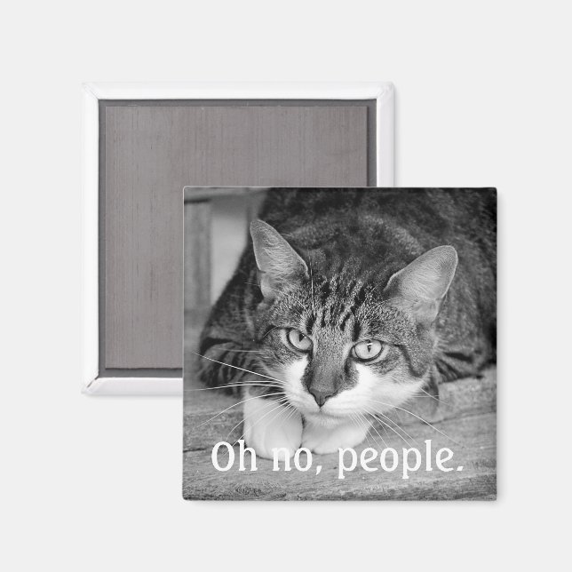 Crabby Cat, "Oh no, people." Magnet (Front/Back)