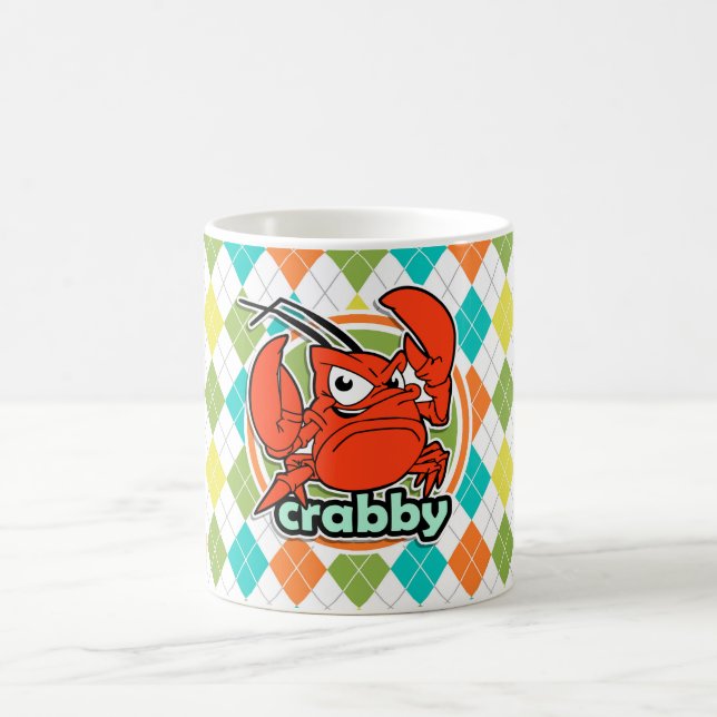Crabby; Colorful Argyle Pattern Coffee Mug (Center)