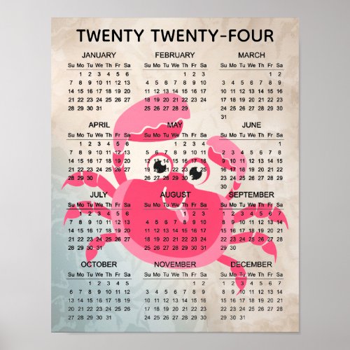 Crabby Crab 2024 Calendar Poster