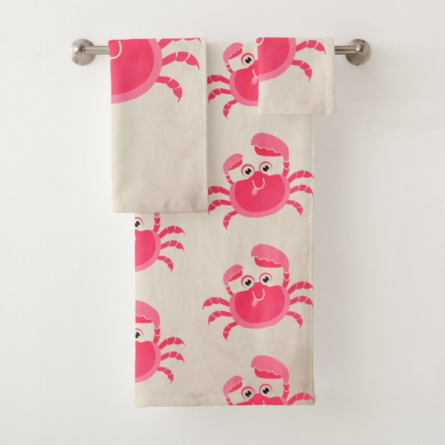 Crabby Crab Design Bath Towel Set