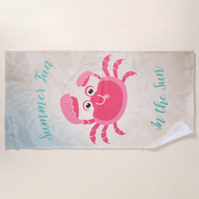 Crabby Crab Design Beach Towel