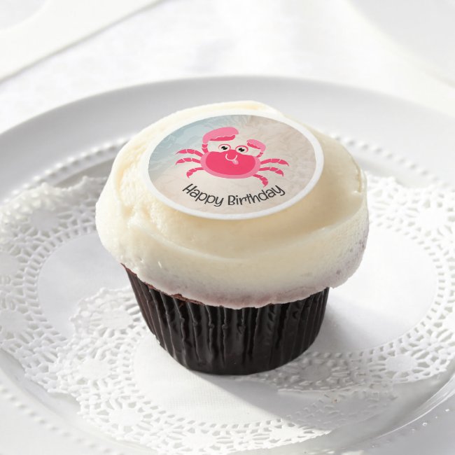 Crabby Crab Design Edible Frosting Round