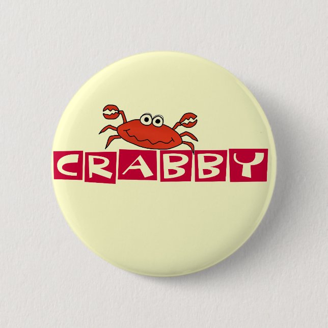 Crabby Crab Tshirts and Gifts Button (Front)