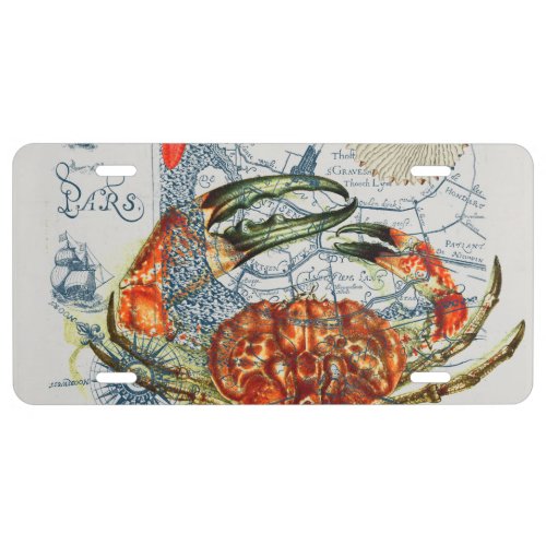 crabby map starfish license plate