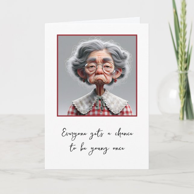 Crabby Old Lady For Getting Old Humor Card (Front)
