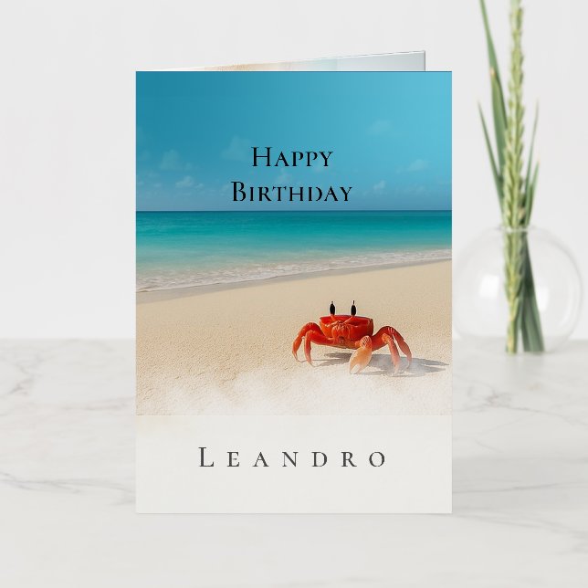 Crabby Peace – Custom Name Happy Birthday Card (Front)