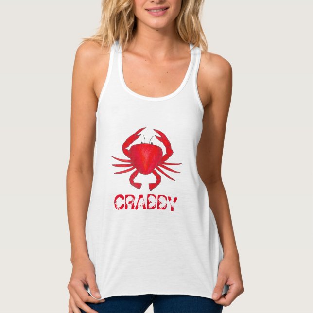 CRABBY Red Maryland Bay Crab Seafood Beach Tank Top (Front)