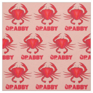 Crabby Red Pink Maryland Baltimore Crab Beach MD Fabric