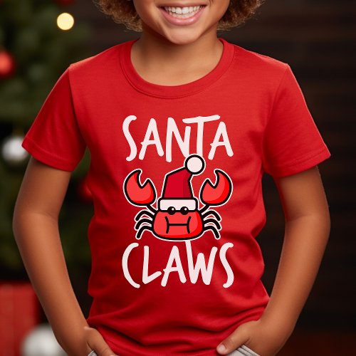 Crabby Santa Claws Christmas Kids T_Shirt