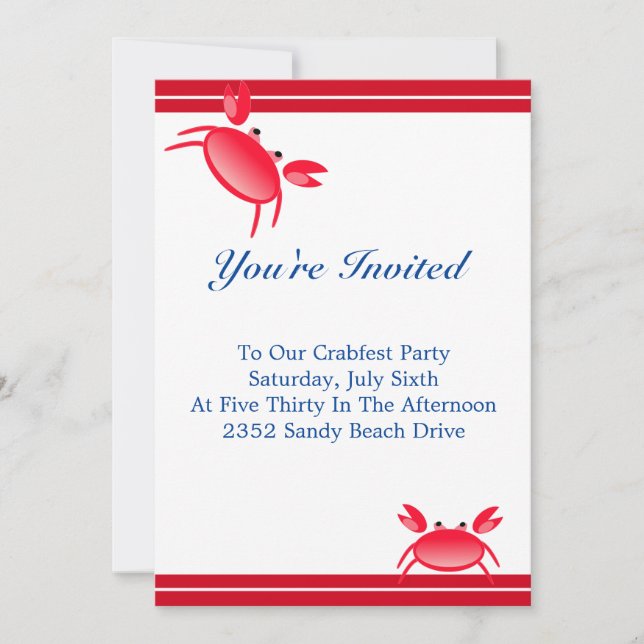 Crabfest Party Invitation (Front)