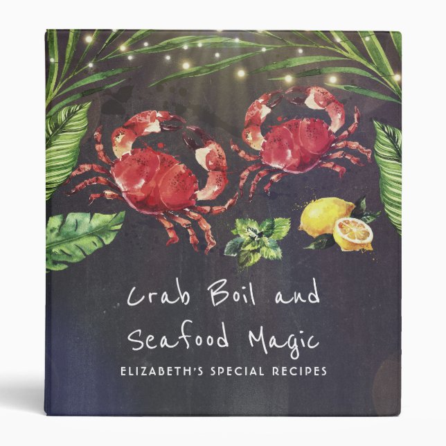 Crabs and Seafood Tropical Recipes 3 Ring Binder (Front)