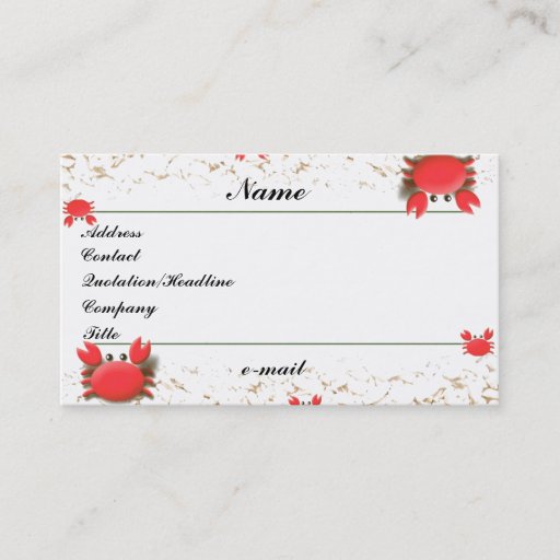 Customizable Crabs Beach Profile Card Business Card Template