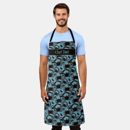 Crabs Blue Pattern Seafood Personalized  Apron