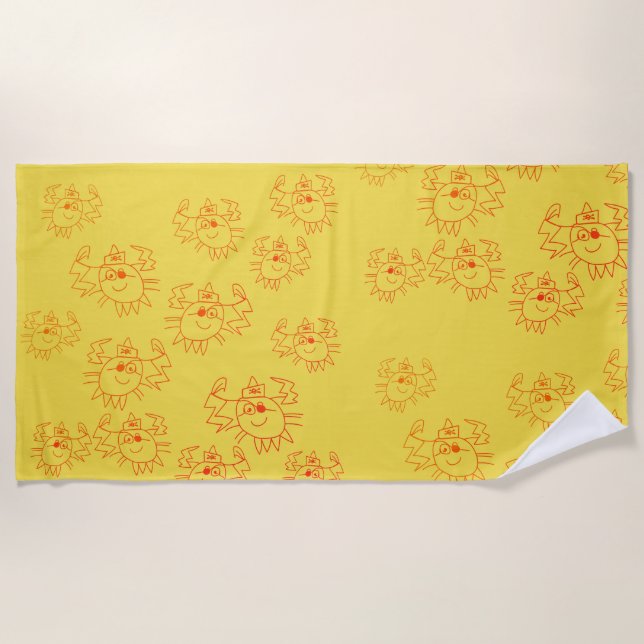 Crabs Child Art  Beach Towel (Front)