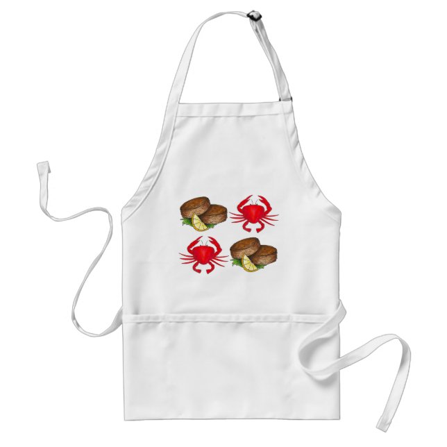 Crabs Crabcakes Crab Cakes Seafood Beach Foodie Adult Apron (Front)
