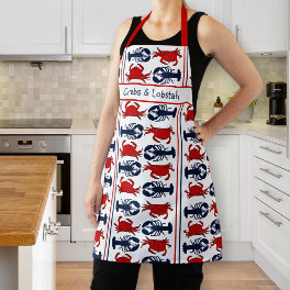 Crabs Lobster Red White Blue Seafood Apron