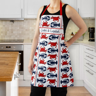Crabs Lobster Red White Blue Seafood  Apron