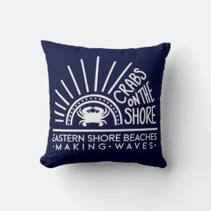 Crabs on the Shore - Full Logo Blanket Throw Pillow