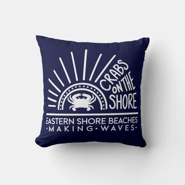 Crabs on the Shore - Full Logo Blanket Throw Pillow (Front)