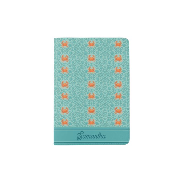 Crabs Ornamental Symphony Personalized Passport Holder (Front)