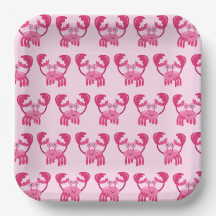 Crabs Paper Plates, Pink Under the Sea Party Plates