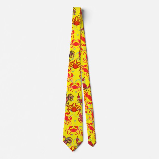 Crabs Patternx4 B Yellow BG Neck Tie (Front)