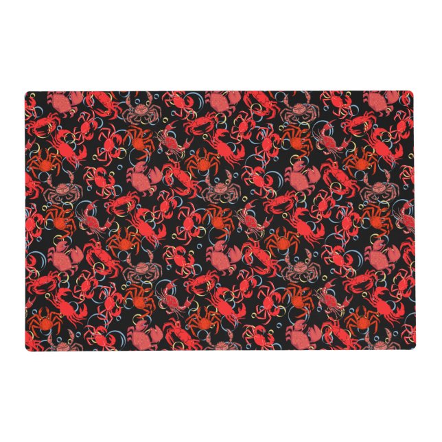 Crabs Patternx4 Black BG Placemat (Front)