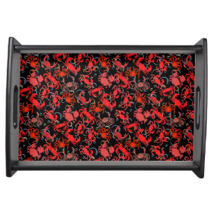 Crabs Patternx4 Black BG Serving Tray