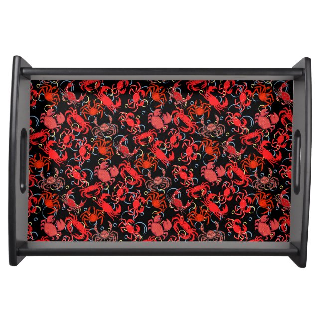 Crabs Patternx4 Black BG Serving Tray (Front)