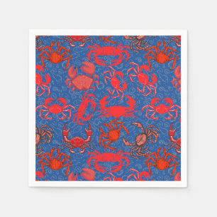 Crabs Patternx4 Blue BG Napkins