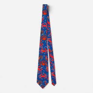 Crabs Patternx4 Blue BG Neck Tie