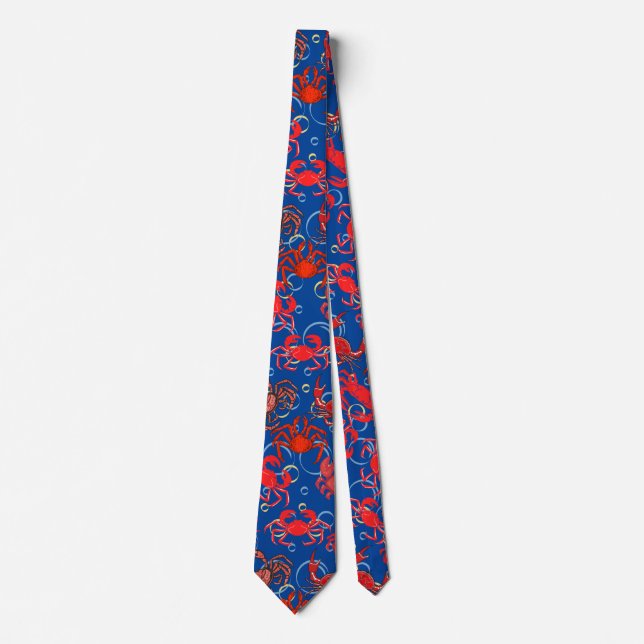 Crabs Patternx4 Blue BG Neck Tie (Front)