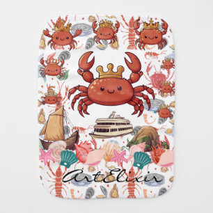 Crabs Print Baby Burp Cloth