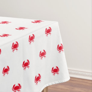 Crabs red white sea animals pattern modern tablecloth