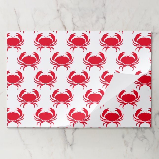 Crabs red white sea animals pattern paper placemat (Folded)