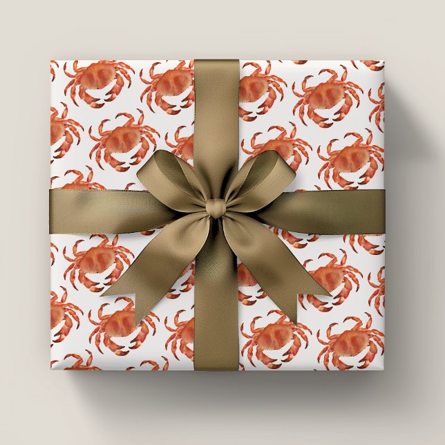 Crabs Seaside Pattern Wrapping Paper Sheets (Brown crab crustacean wrapping paper sheets)