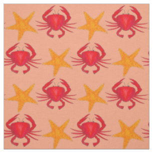 Crabs Starfish Marine Ocean Life Beach Vacation Fabric