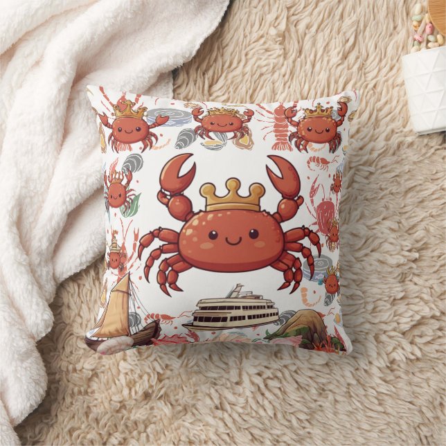Crabs Travelling Print Throw Pillow (Blanket)