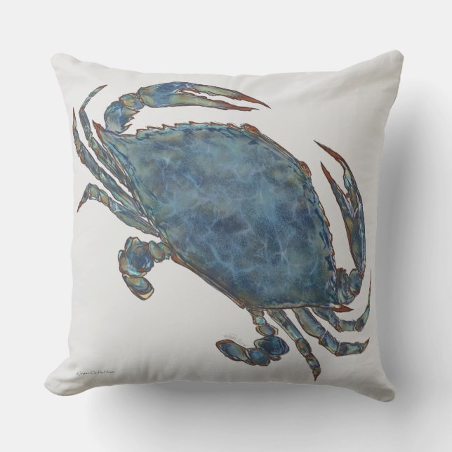 Crabs - True Blue Outdoor Pillow (Front)