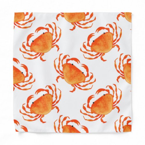 Crabs Watercolor White Background Pattern Bandana