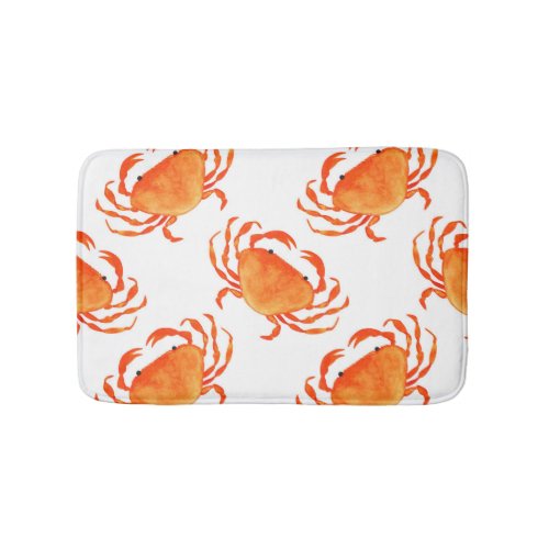 Crabs Watercolor White Background Pattern Bath Mat