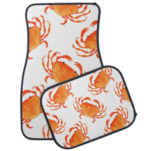 Crabs Watercolor White Background Pattern Car Floor Mat
