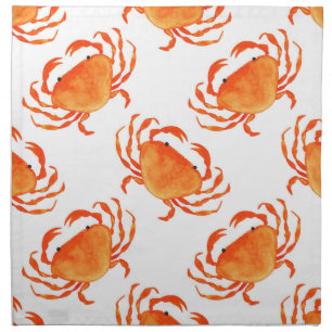 Crabs Watercolor: White Background Pattern Cloth Napkin