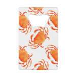 Crabs Watercolor: White Background Pattern Credit Card Bottle Opener