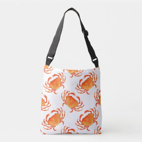 Crabs Watercolor White Background Pattern Crossbody Bag
