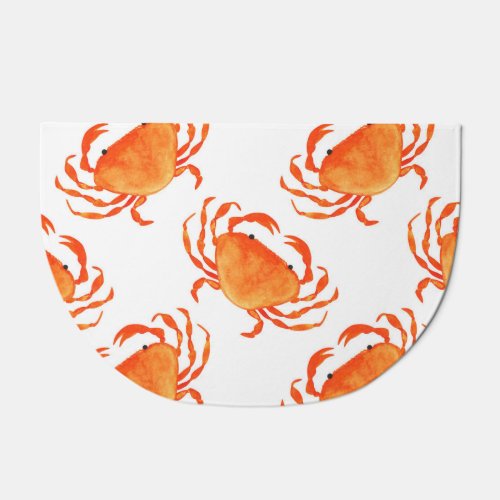 Crabs Watercolor White Background Pattern Doormat