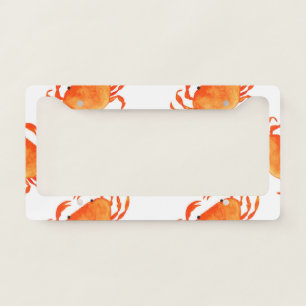 Crabs Watercolor: White Background Pattern License Plate Frame