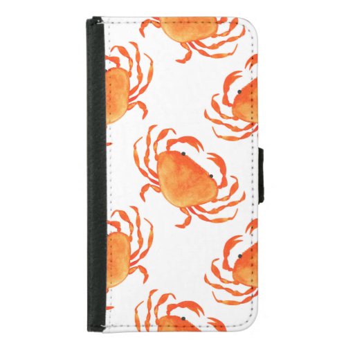 Crabs Watercolor White Background Pattern Samsung Galaxy S5 Wallet Case