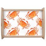 Crabs Watercolor: White Background Pattern Serving Tray